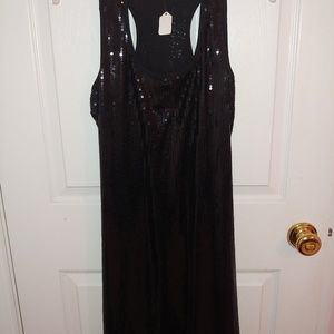 Black sequence party dress.